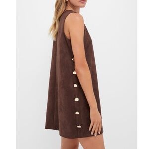 Tuckernuck Hyacinth House Chocolate Faux Suede Button Bitsy Dress.